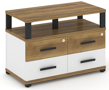 Тумба приставная широкая 4 ящика. С надставкой широкой. CN.TSP-003 B/W