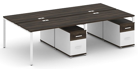 Рабочая станция на 4 места с двумя двухсторонними опорными тумбами CN.DRS-323 B/W