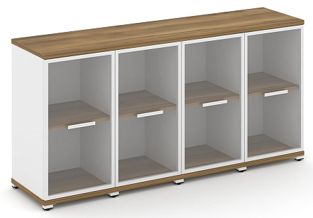 Шкаф четыре узкие секции, 2 ниши (4 фасада стекло прозрачное в раме, 2 ниши) CN.STU-243 RP B/W