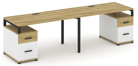 Рабочая станция на 2 места с двумя опорными тумбами CN.ORS-323 B/W