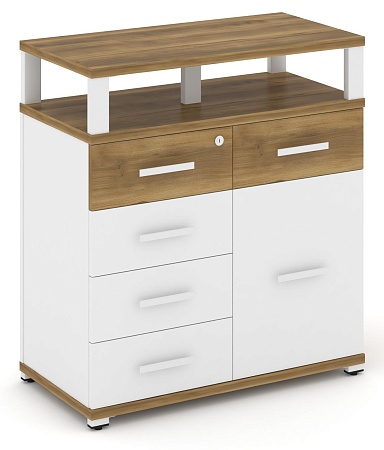 Тумба приставная широкая 5 ящиков + 1 распашной фасад. С надставкой широкой. CN.TSP-018 B/W