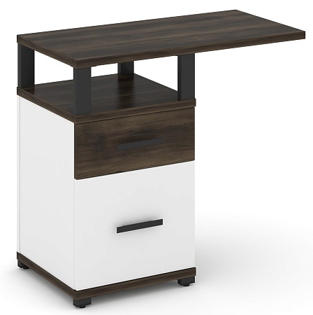 Тумба приставная узкая 1 ящик + 1 распашной фасад. С надставкой широкой. CN.TUS-004 B/W