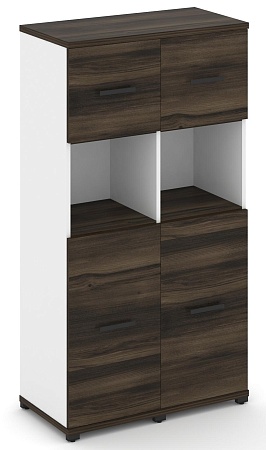 Шкаф две узкие секции, 4 ниши (2 фасада ЛДСП, 2 ниши + фасад ЛДСП, 1 ниша) CN.STU-425  B/W