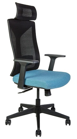 Кресло офисное Бостон (спинка черная сетка / сидушка синяя ткань) 8001A blue