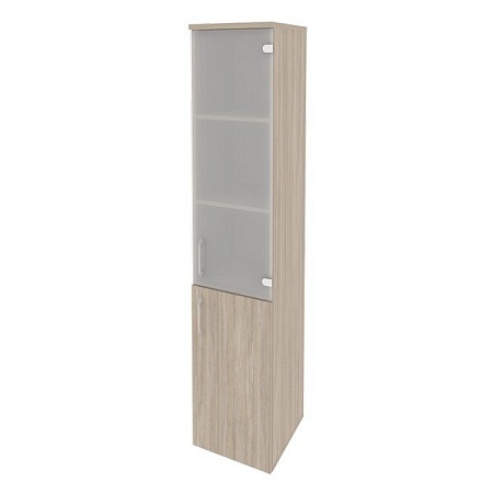 Шкаф высокий узкий правый (1 низкий фасад ЛДСП + 1 средний фасад стекло) O.SU-1.2(R)