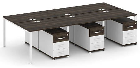 Рабочая станция на 6 мест с тремя двухсторонними опорными тумбами CN.DRS-349 B/W