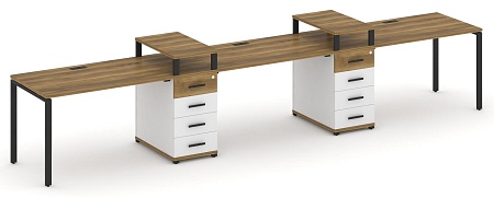 Рабочая станция на 3 места с двумя опорными тумбами CN.ORS-450 B/W