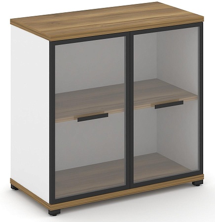 Шкаф две широкие секции, 2 ниши (2 фасада стекло прозрачное в раме, 2 ниши) CN.STS-213 RP B/W