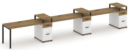 Рабочая станция на 3 места с тремя опорными тумбами CN.ORS-463 B/W