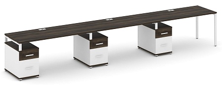 Рабочая станция на 3 места с тремя опорными тумбами CN.ORS-348 B/W