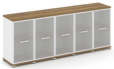 Шкаф пять узких секций, 2 ниши (5 фасадов стекло белое матовое в раме, 2 ниши) CN.STU-253 RM B/W