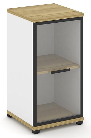 Шкаф одна узкая секция, 2 ниши (фасад стекло прозрачное в раме, 2 ниши) CN.STU-213 RP B/W