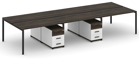 Рабочая станция на 6 мест с двумя двухсторонними опорными тумбами CN.DRS-343 B/W