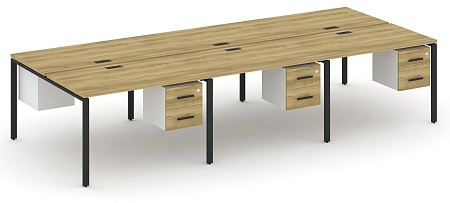 Рабочая станция двухсторонняя с подвесными тумбами на 6 мест CN.DRS-154 B/W