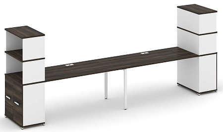 Рабочая станция с опорными распашными шкафами с надставкой высокой CN.ORS-232 B/W