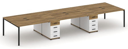 Рабочая станция на 6 мест с четыремя опорными тумбами CN.DRS-451 B/W