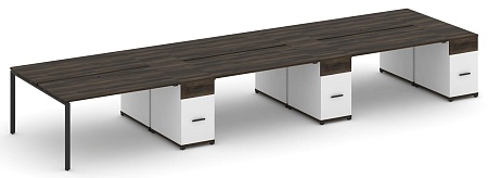 Рабочая станция на 6 мест с четыремя опорными тумбами CN.DRS-463 B/W