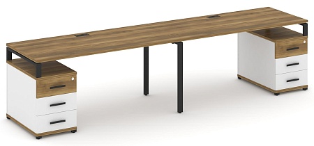 Рабочая станция на 2 места с двумя опорными тумбами CN.ORS-320 B/W