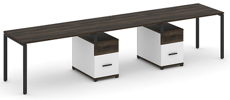 Рабочая станция на 3 места с двумя опорными тумбами CN.ORS-338 B/W