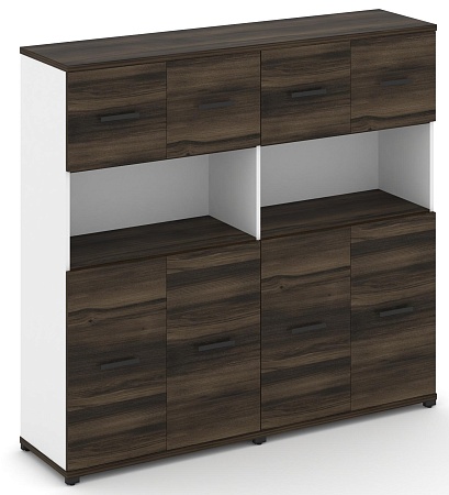 Шкаф две широкие секции, 4 ниши (4 фасада ЛДСП, 2 ниши + 4 фасада ЛДСП, 1 ниша) CN.STS-425 B/W