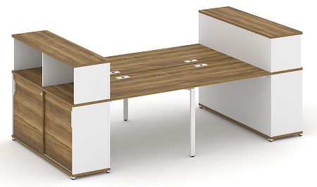 Рабочая станция с опорными шкафами купе с надставкой низкой CN.DRS-281 B/W