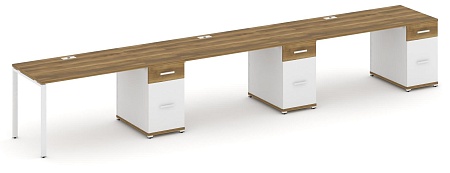 Рабочая станция на 3 места с тремя опорными тумбами CN.ORS-446 B/W