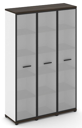 Шкаф три узкие секции, 5 ниш (3 фасада стекло белое матовое в раме, 5 ниш) CN.STU-538 RM B/W