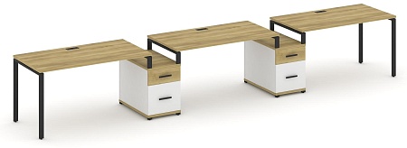 Рабочая станция на 3 места с двумя опорными тумбами CN.ORS-331 B/W