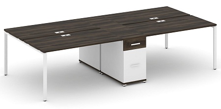 Рабочая станция на 4 места с двумя опорными тумбами CN.DRS-423 B/W