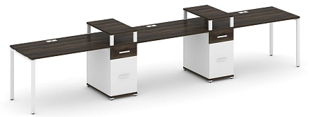 Рабочая станция на 3 места с двумя опорными тумбами CN.ORS-454 B/W