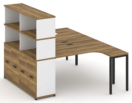 Рабочая станция с опорным распашным шкафом с надставкой высокой CN.DSA-215 B/W