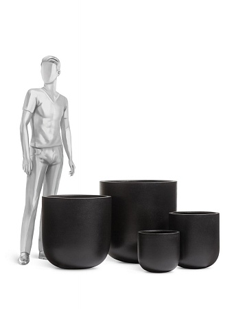 Кашпо TREEZ Ergo Hard Rock Цилиндрическая Чаша Антрацит д-65, в-68 см