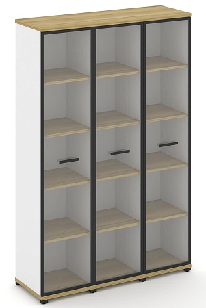 Шкаф три узкие секции, 5 ниш (3 фасада стекло прозрачное в раме, 5 ниш) CN.STU-538 RP B/W