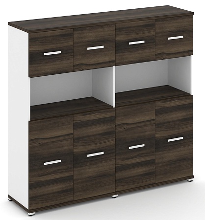 Шкаф две широкие секции, 4 ниши (4 фасада ЛДСП, 2 ниши + 4 фасада ЛДСП, 1 ниша) CN.STS-425 B/W