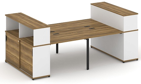 Рабочая станция с опорными шкафами купе с надставкой низкой CN.DRS-281 B/W