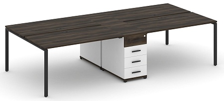 Рабочая станция на 4 места с двумя опорными тумбами CN.DRS-419 B/W