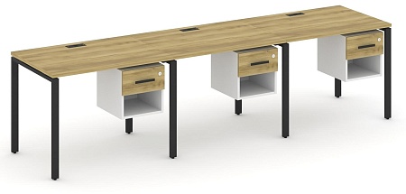 Рабочая станция односторонняя с подвесными тумбами на 3 места CN.ORS-137 B/W