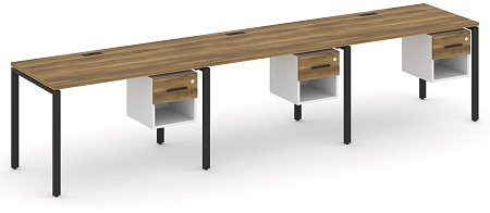 Рабочая станция односторонняя с подвесными тумбами на 3 места CN.ORS-138 B/W