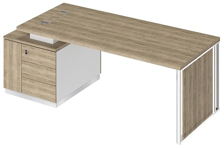 Стол руководителя на опорной тумбе с декоративной вставкой левый БР 112L