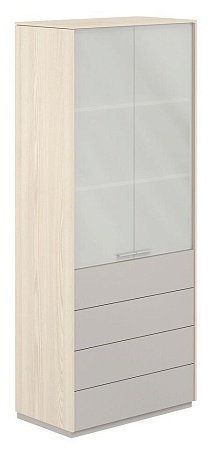 Шкаф высокий со стеклом мат., 4 ящ. NZ-0332