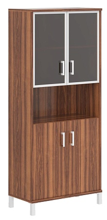 Шкаф высокий с малыми стеклянными дверьми в AL-рамке и глухими B 430.9