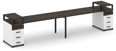 Рабочая станция на 2 места с двумя опорными тумбами CN.ORS-428 B/W