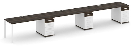 Рабочая станция на 3 места с тремя опорными тумбами CN.ORS-443 B/W
