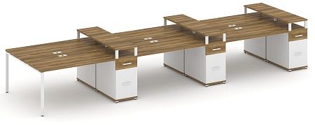 Рабочая станция на 6 мест с шестью опорными тумбами CN.DRS-479 B/W