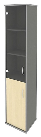 Шкаф высокий узкий левый (1 низкая дверь ЛДСП, 1 средняя дверь стекло) А.СУ-1.2 (L)