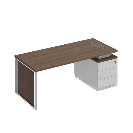 Стол руководителя на опорной тумбе с декоративной вставкой правый БР 110R