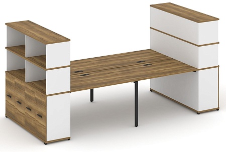 Рабочая станция с опорными распашными шкафоми с надставкой высокой CN.DRS-274 B/W
