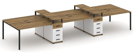 Рабочая станция на 6 мест с четыремя опорными тумбами CN.DRS-467 B/W