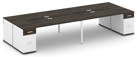 Рабочая станция на 4 места с двумя опорными тумбами CN.DRS-432 B/W