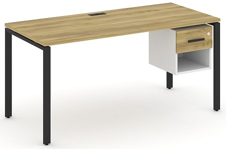 Стол рабочий с подвеснй тумбой одной открытой нишей и одним ящиком CN.SP-120 B/W